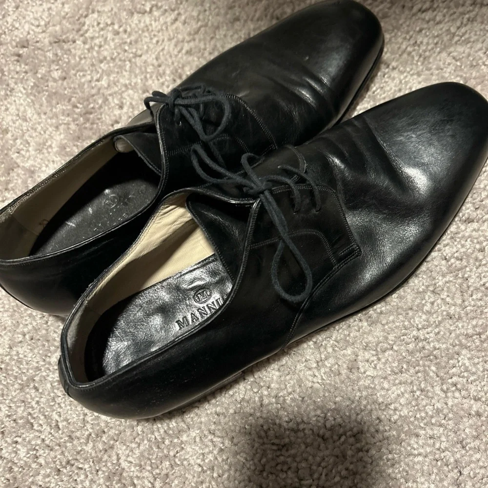 Mannina Firenze Black Leather Dress Shoes Men’s Size 7.5 Made in Italy